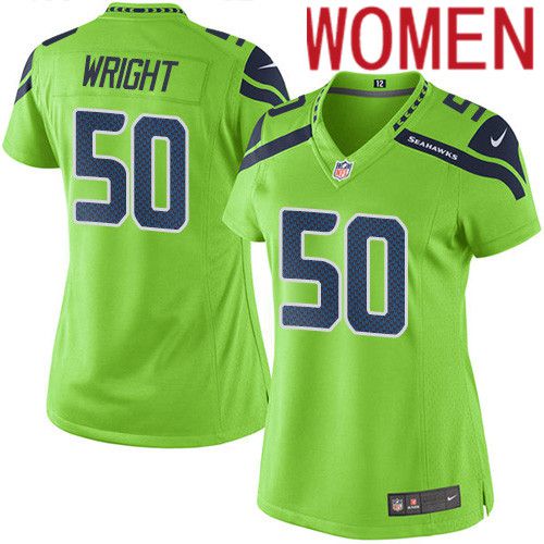 Women Seattle Seahawks 50 K.J. Wright Nike Neon Green Game NFL Jersey